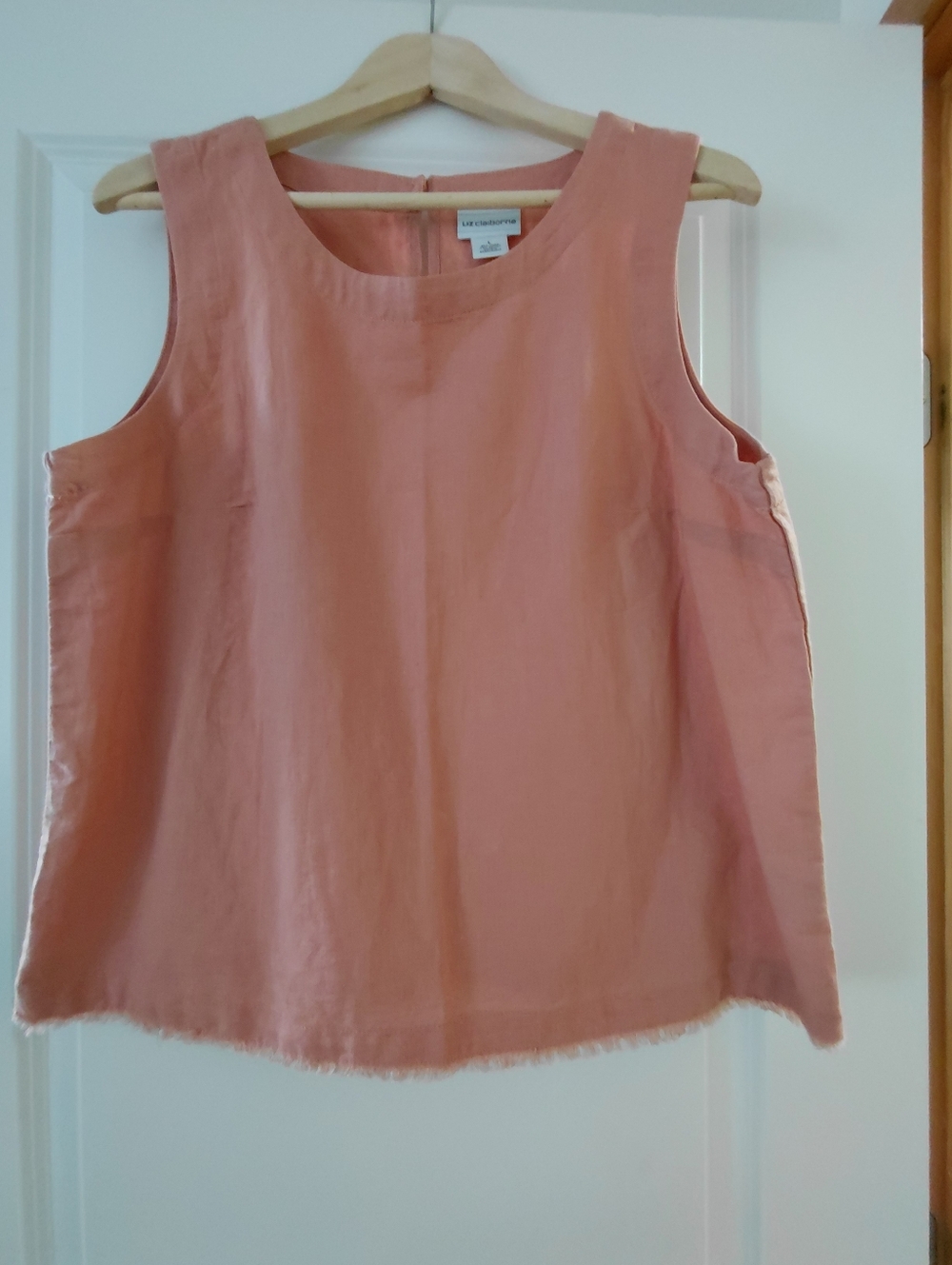 Liz Claiborne Sleeveless Linen-Blend Tank in Dusty Rose